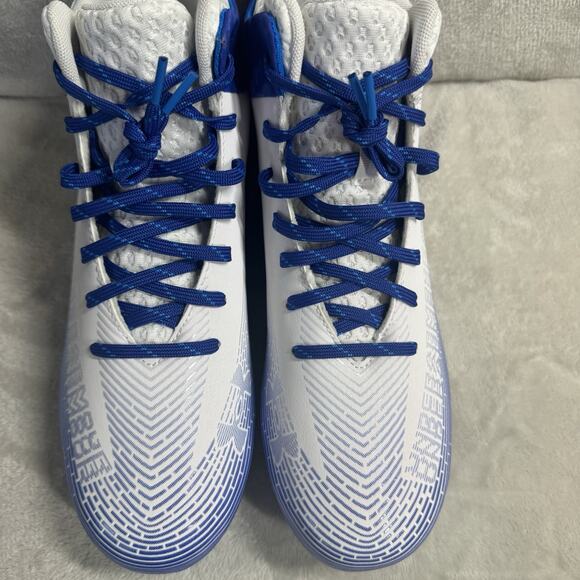 Under Armour NEW Football Cleats Mens 12 HAMMER 2 MC WHITE Blue Lace Up Logo - Picture 3 of 11